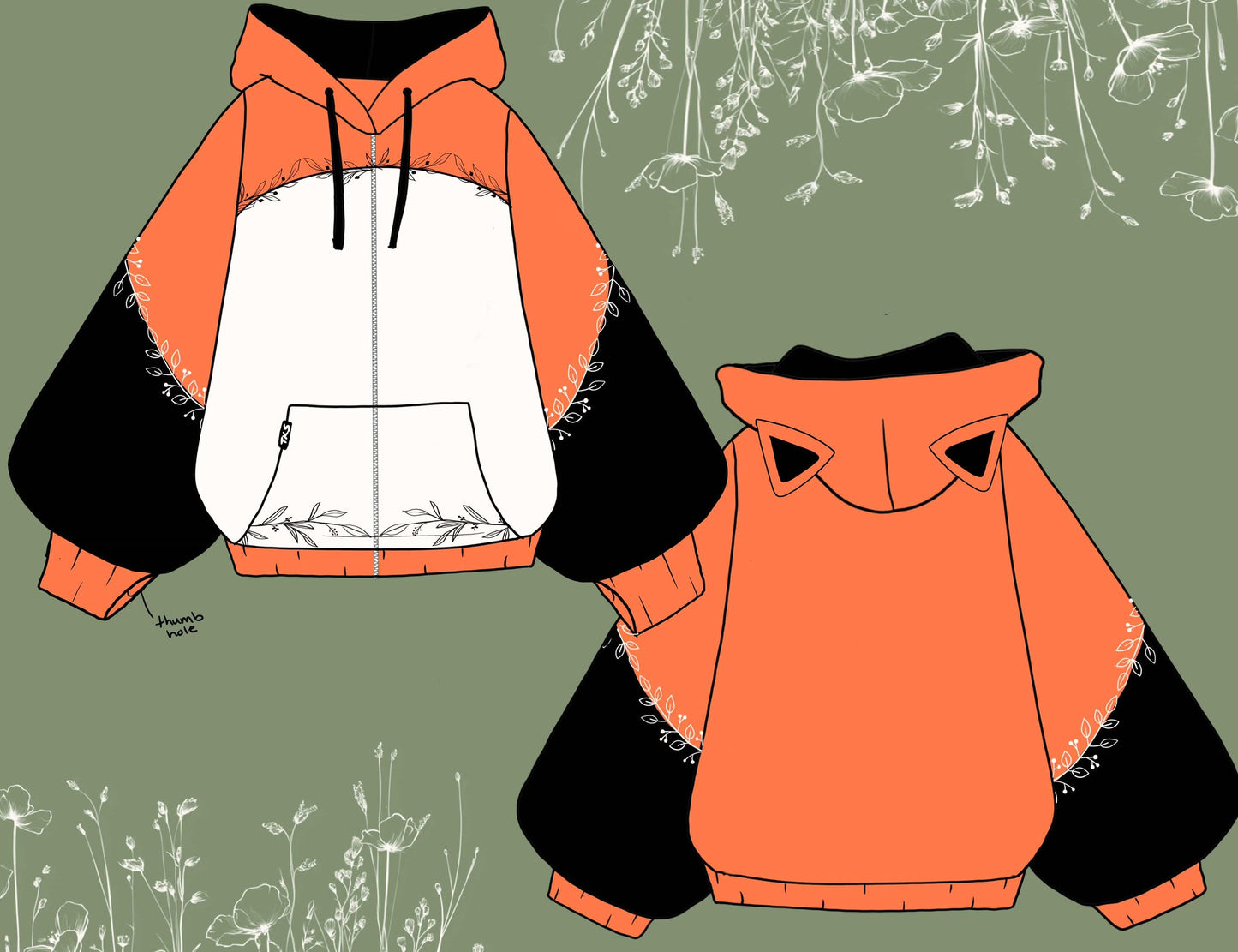 (READY TO SHIP) Forest Fox Zip Oversized Hoodie