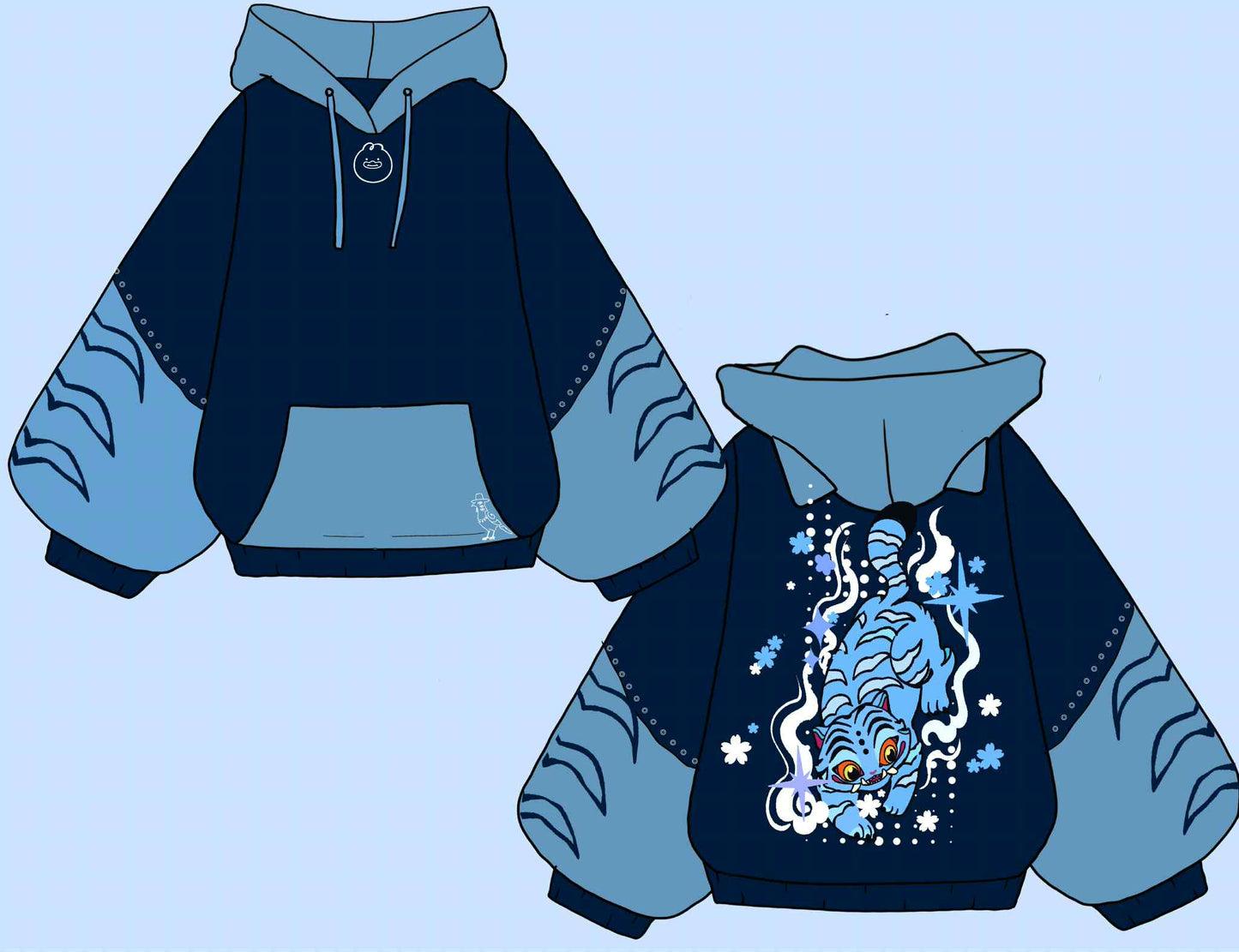 (STOCK DROP) Blue Tiger Oversized Hoodie