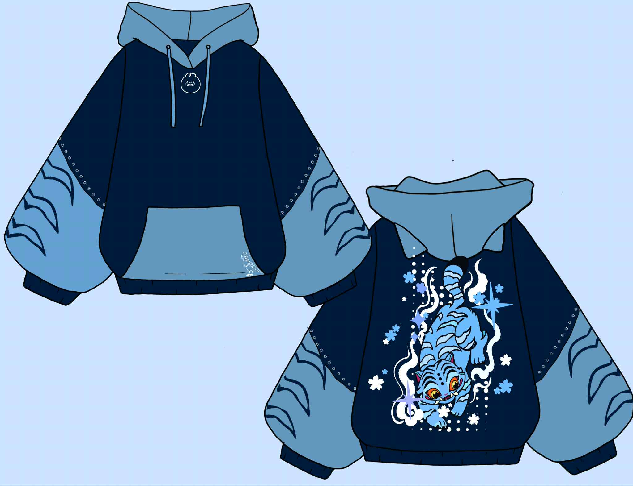 (READY TO SHIP) Blue Tiger Oversized Hoodie