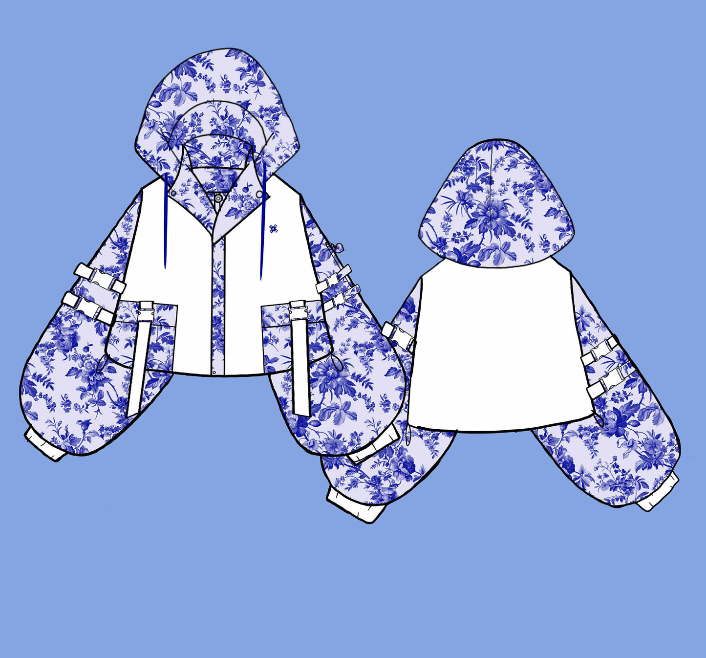 (PRE-ORDER) Porcelain Floral Oversized Mid Crop Tech