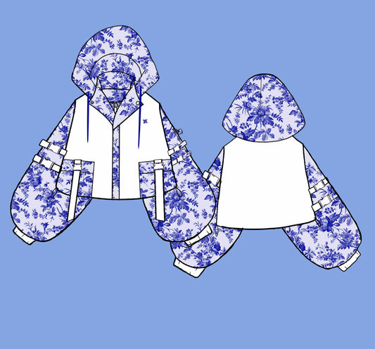 (PRE-ORDER) Porcelain Floral Oversized Mid Crop Tech