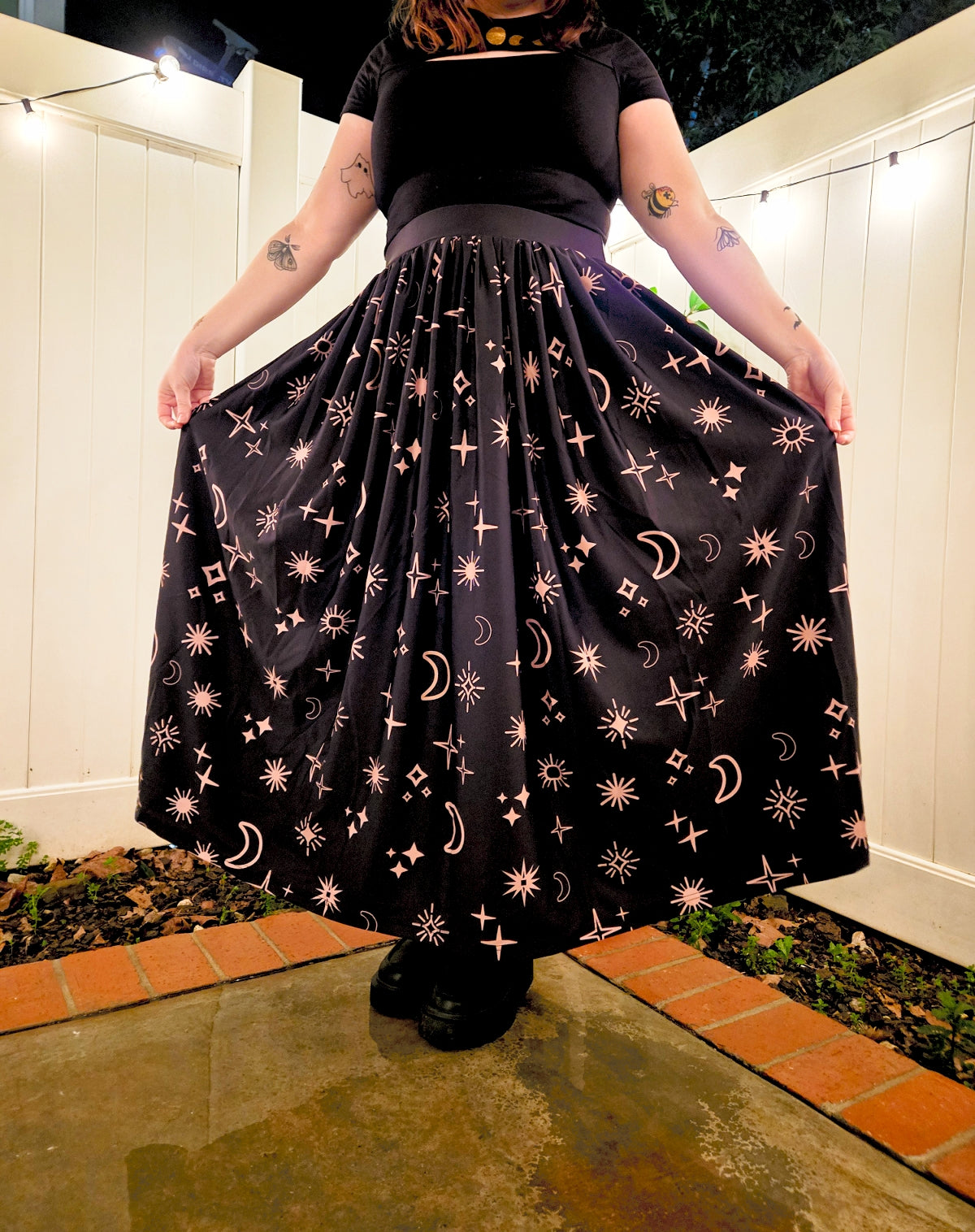 Dark Celestial Maxi Slit Skirt