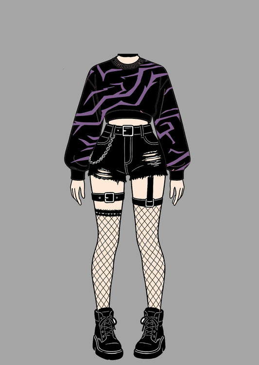 (STOCK DROP) Demon Marks Mid Crop Crewneck