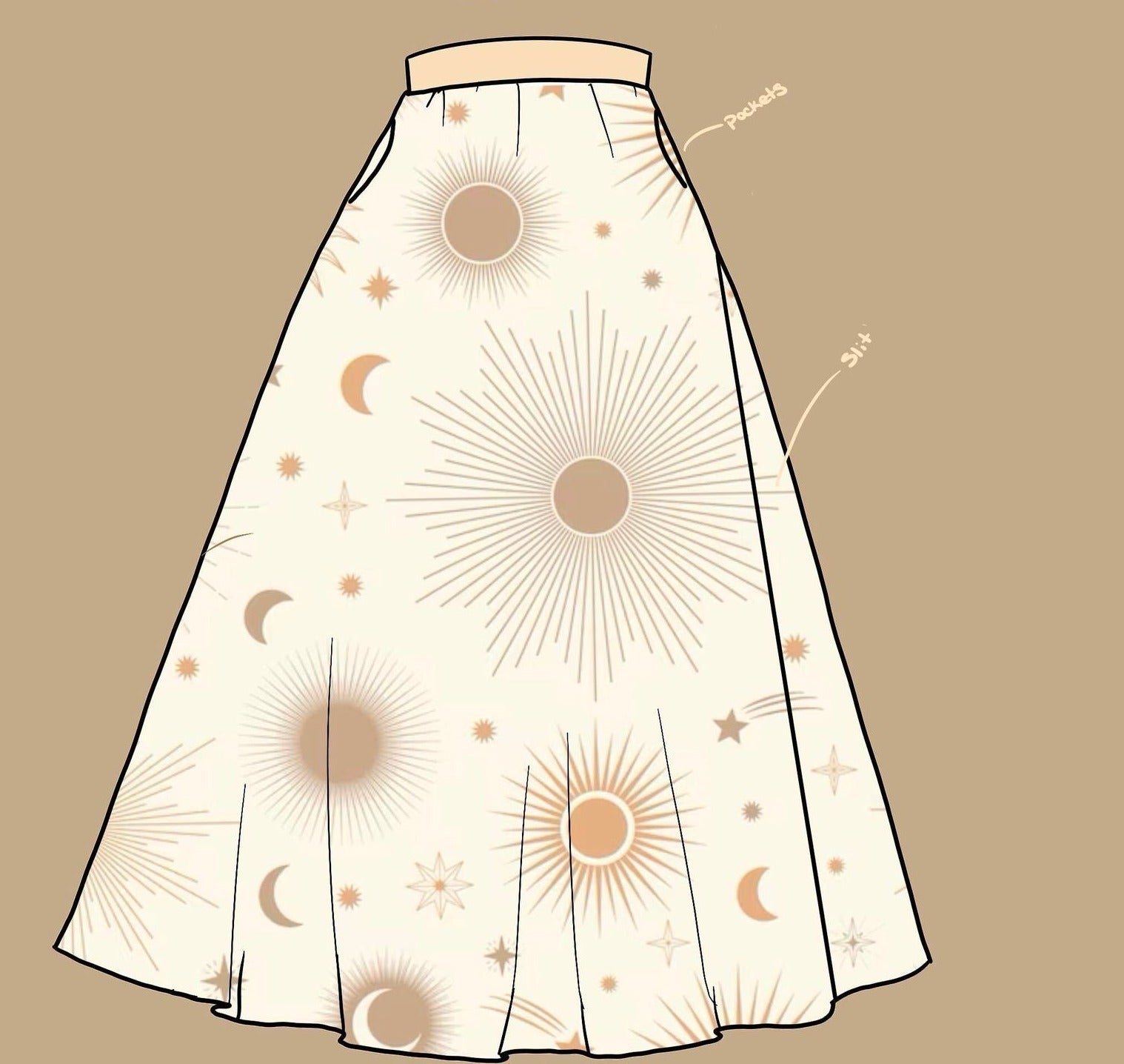 Sun Celestial Maxi Slit Skirt
