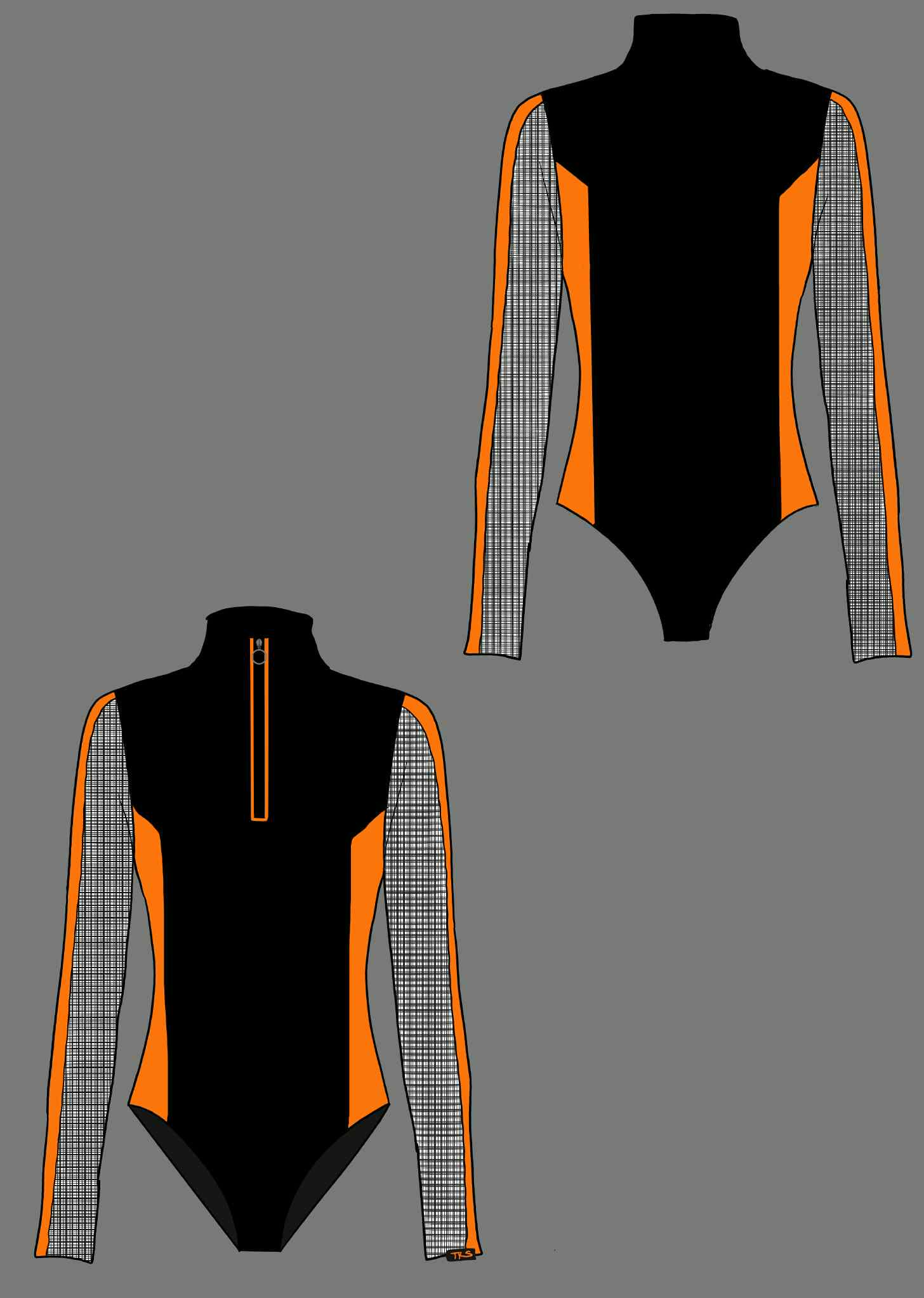 (READY TO SHIP) Black n Orange Bodysuit