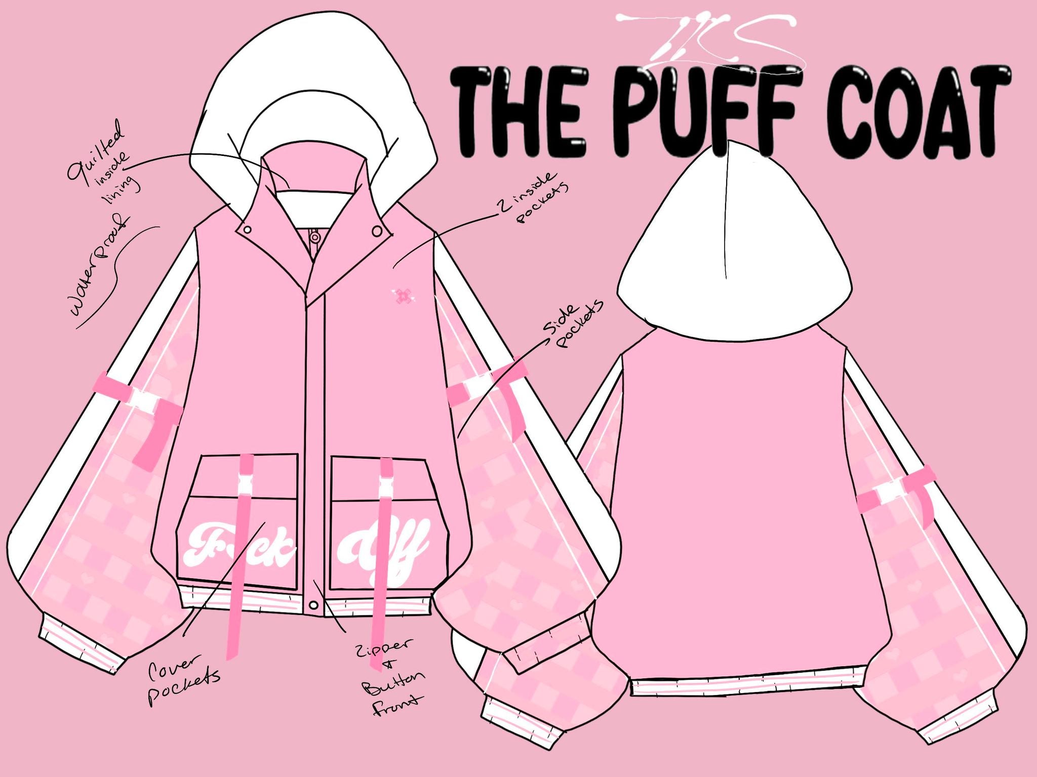 (PRE-ORDER) Pink F Off Puffer Tech Jacket