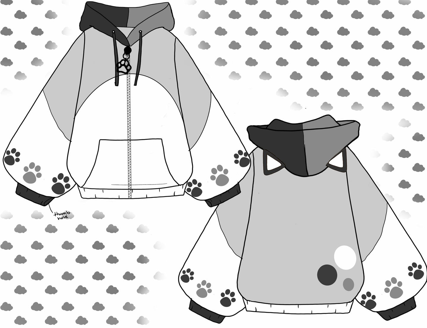 (READY TO SHIP) Grey Pup Zip Oversized Hoodie