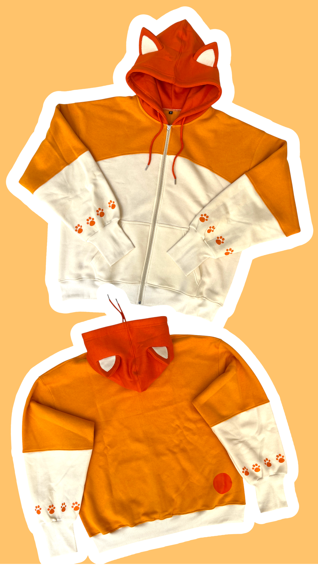 (STOCK DROP) Orange Pup Zip Oversized Hoodie