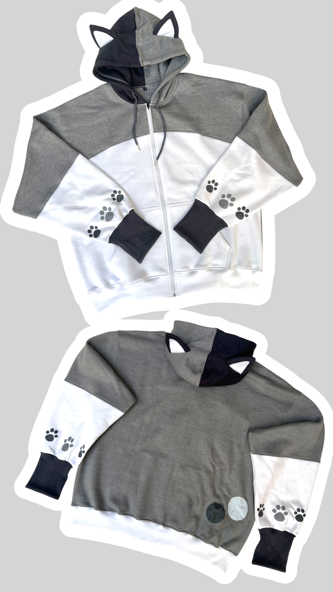 (STOCK DROP) Grey Pup Zip Oversized Hoodie