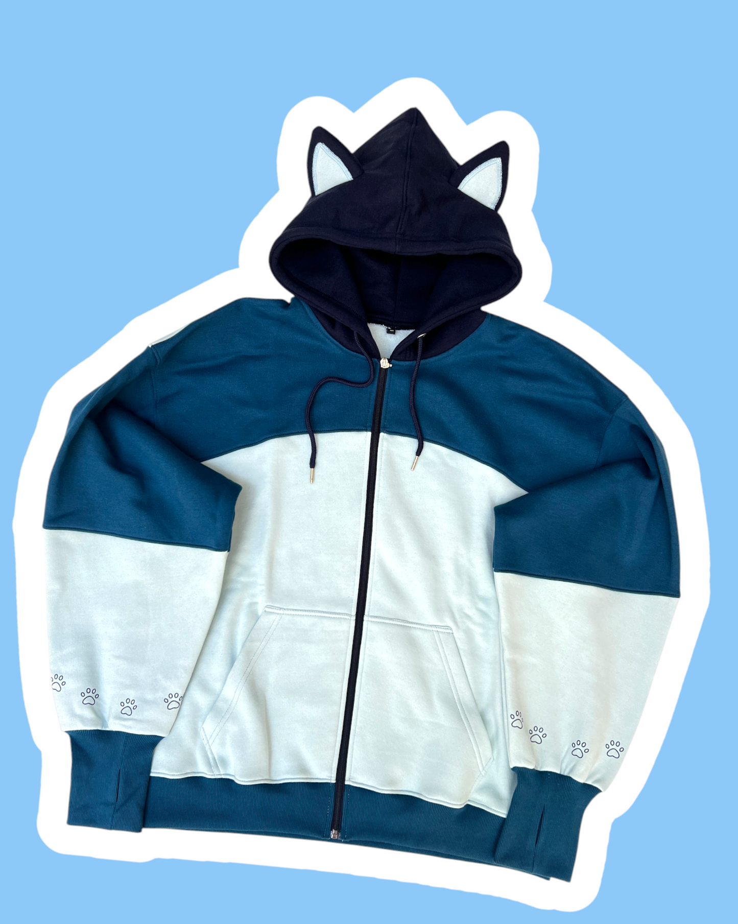 (READY TO SHIP) Blue Pup Zip Oversized Hoodie