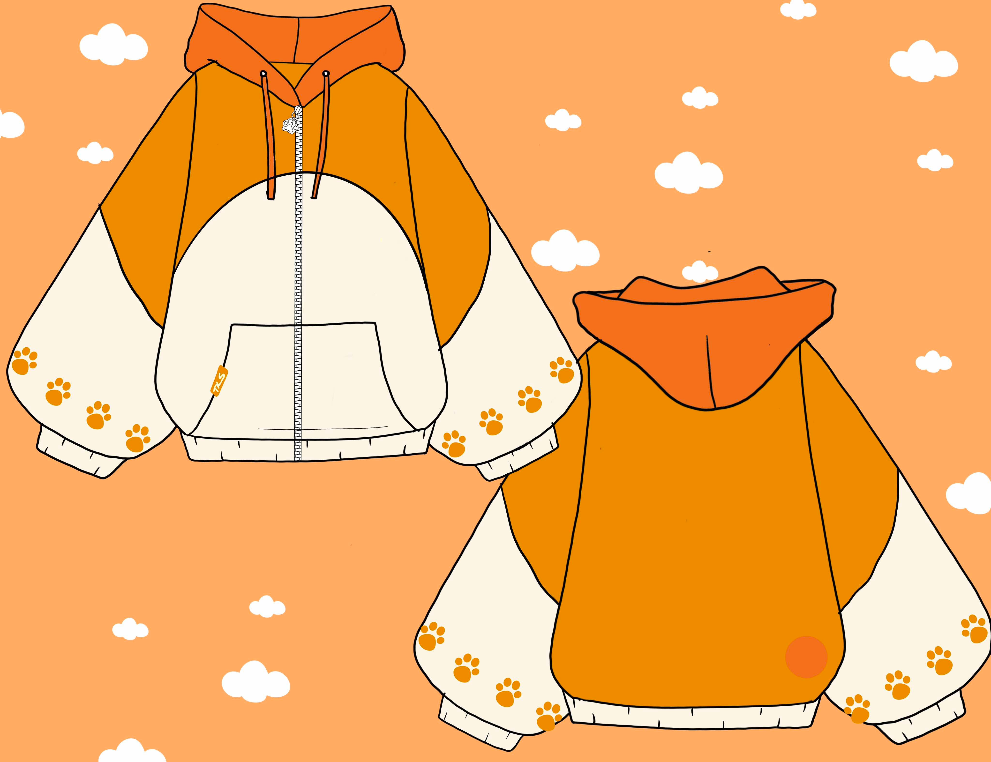 (STOCK DROP) Orange Pup Zip Oversized Hoodie