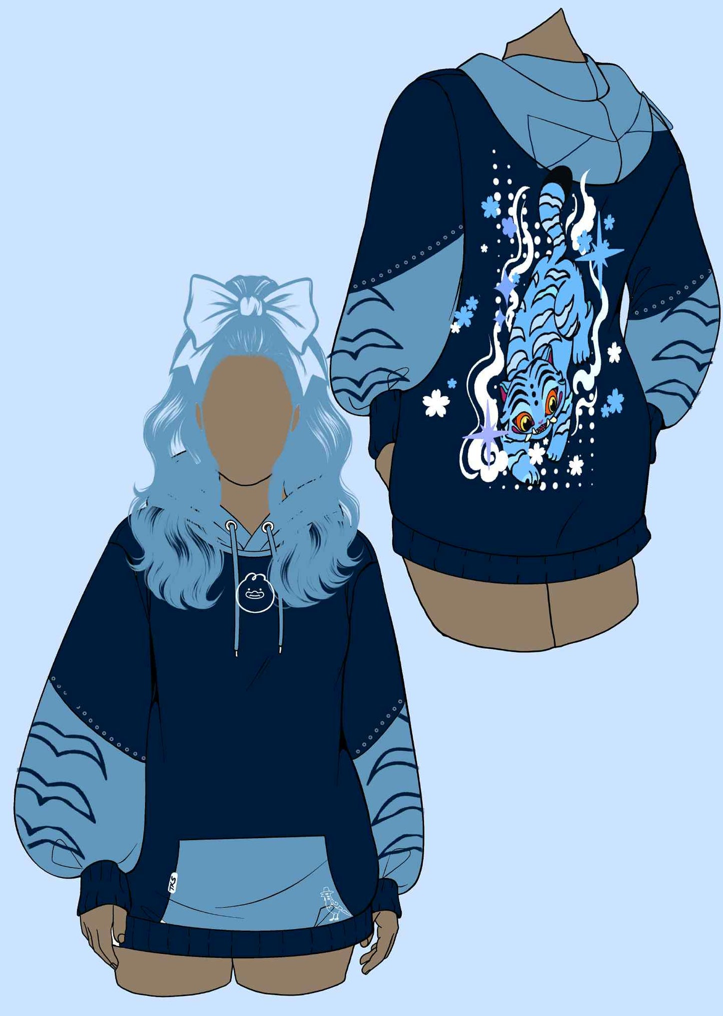 (STOCK DROP) Blue Tiger Oversized Hoodie