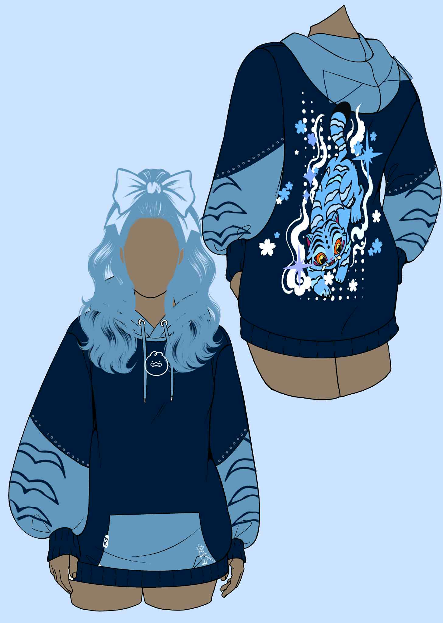 (READY TO SHIP) Blue Tiger Oversized Hoodie