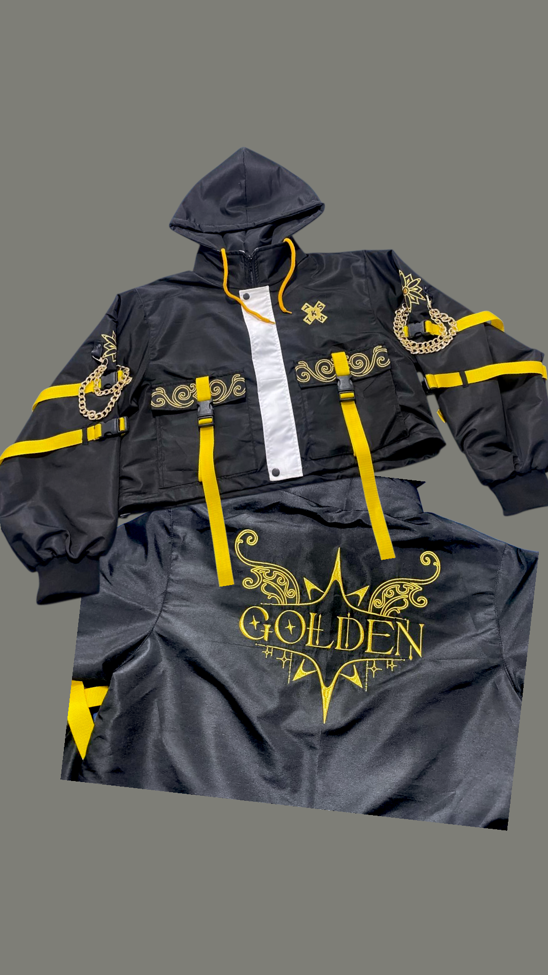 (STOCK DROP) Stay Golden Oversized Crop Techwear