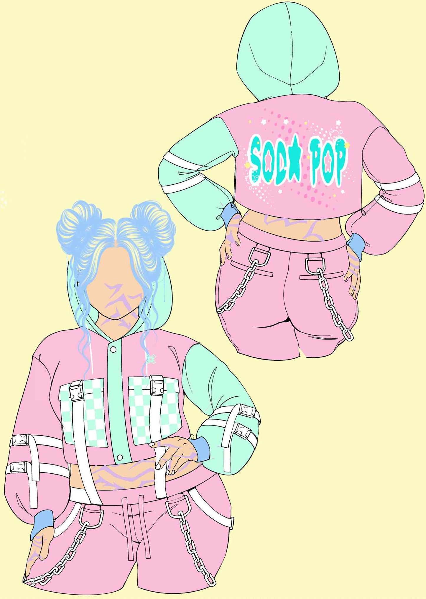(STOCK DROP PRE-ORDER) Soda Pop Oversized Crop Techwear