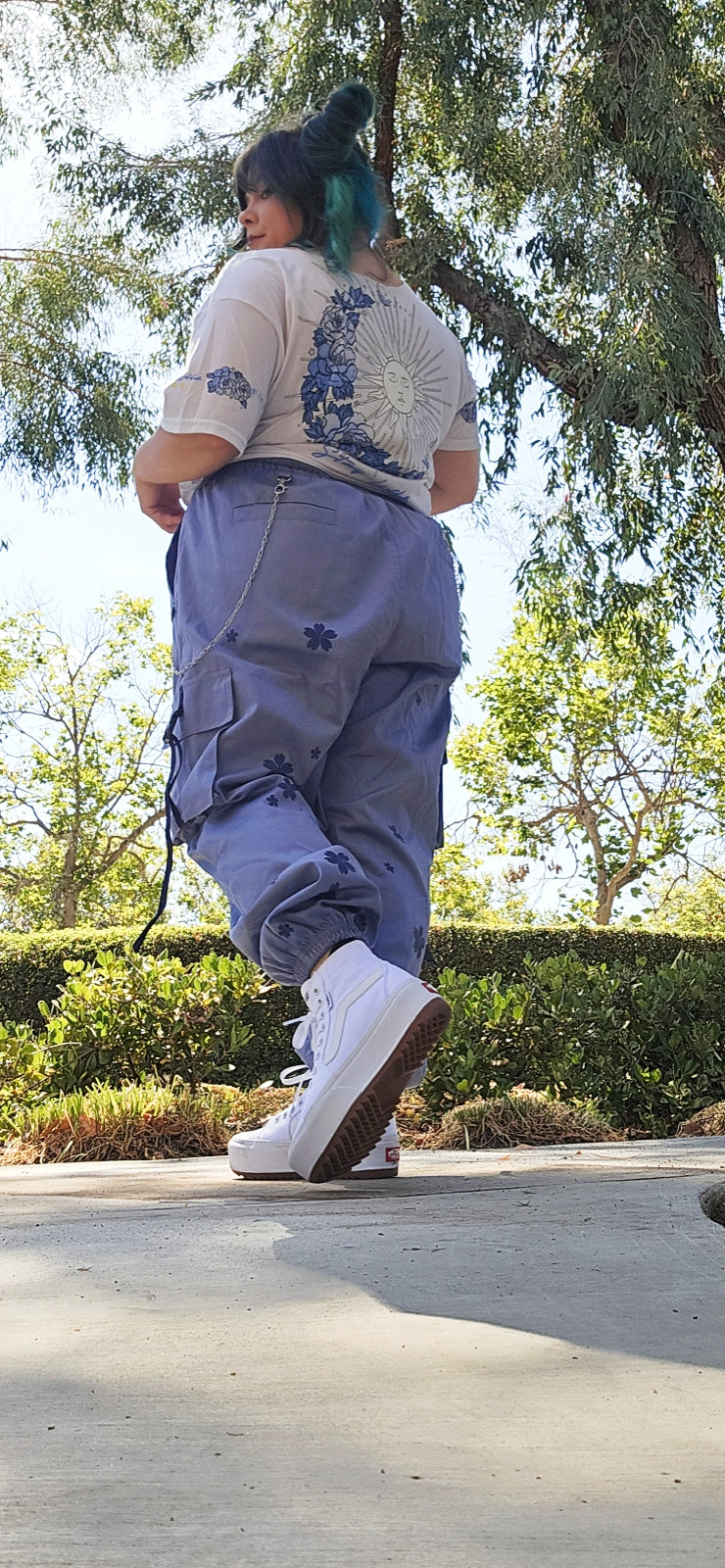 (READY TO SHIP) Blue Cherry Blossom Cargo Pants