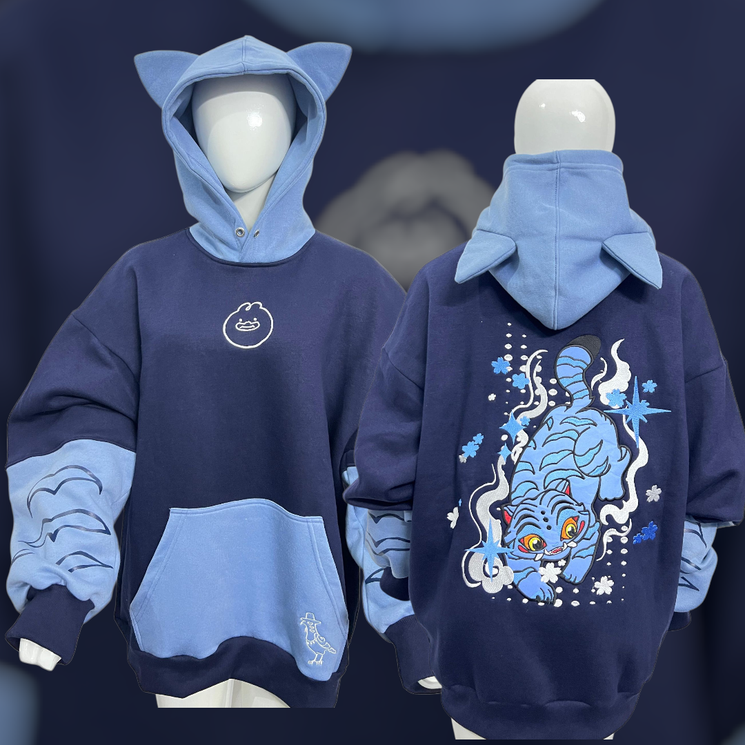 (STOCK DROP) Blue Tiger Oversized Hoodie