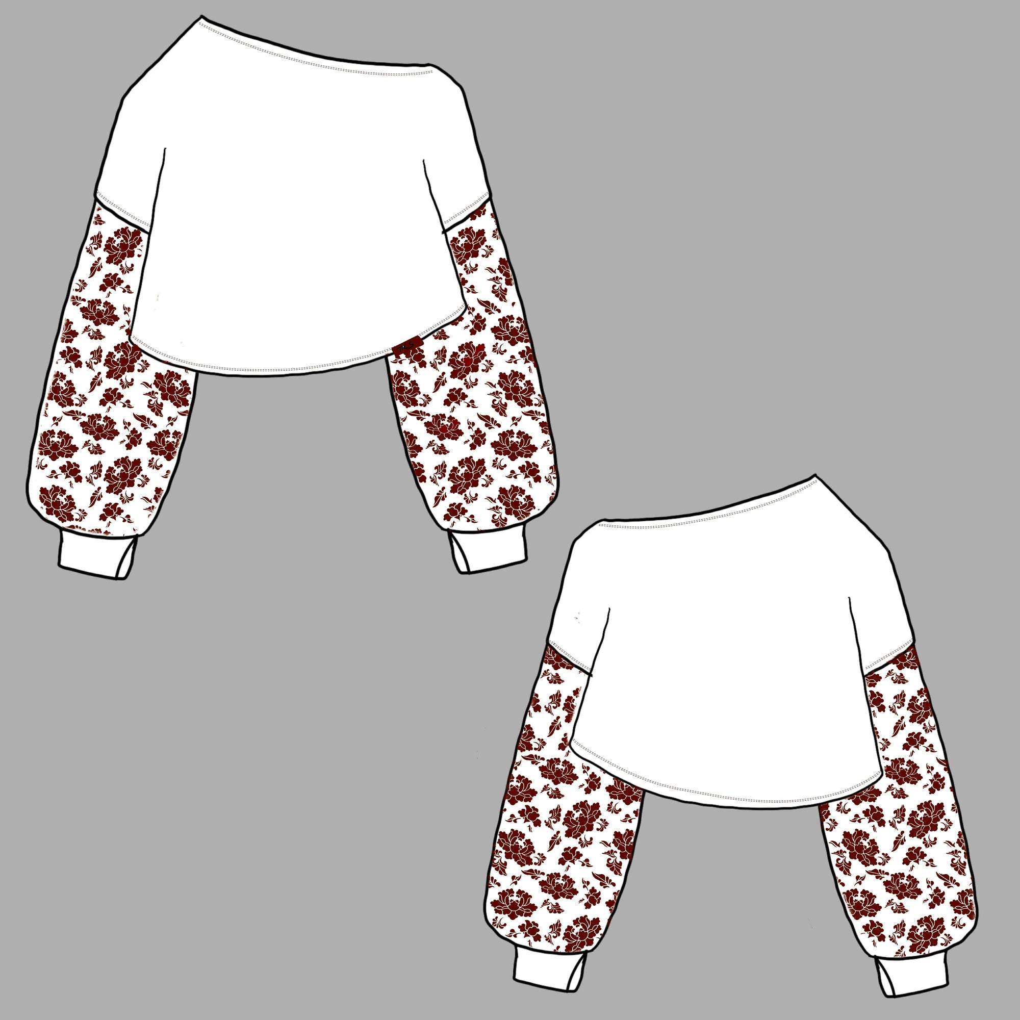 (STOCK DROP) White Floral Oversized Off Shoulder Sweater